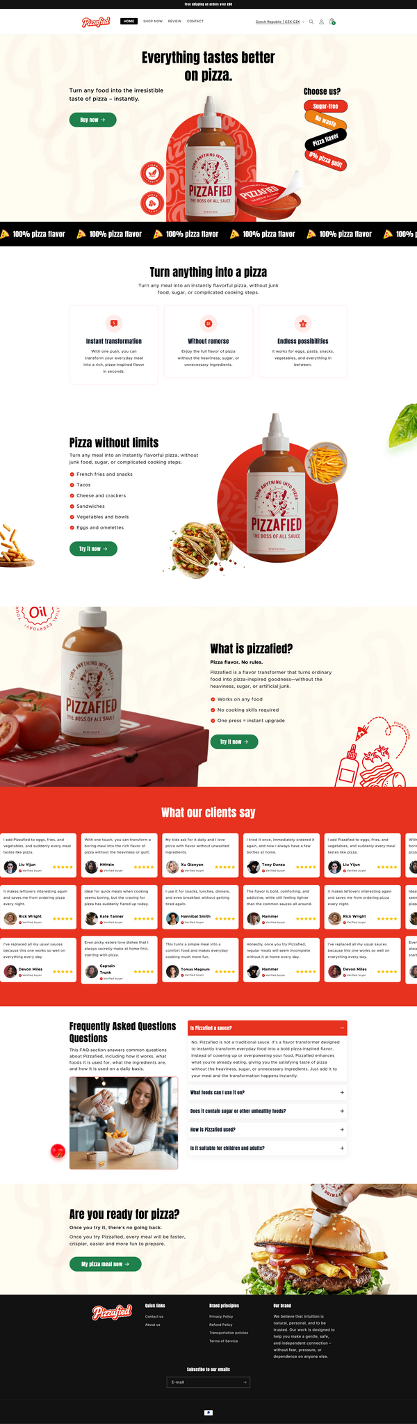 Pizza Sauce Brand Shopify Template (Figma + GemPages)