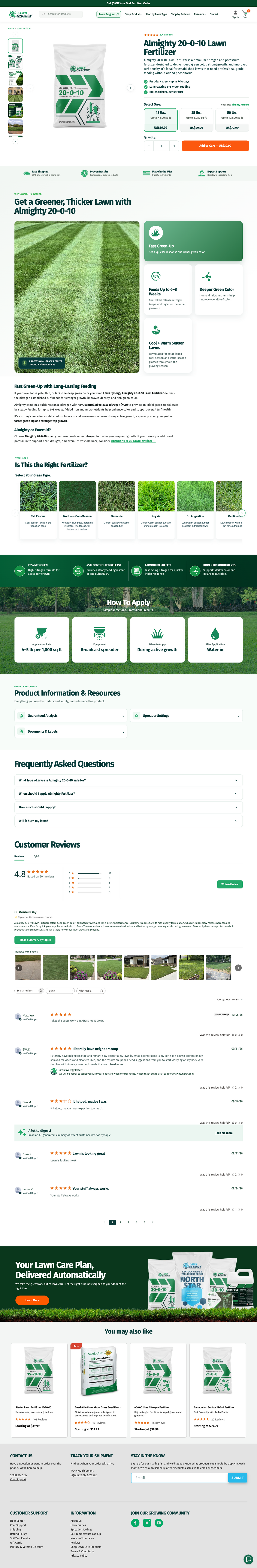 Lawn Synergy product page redesign